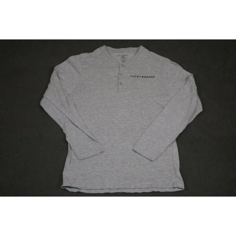 Lucky Brand Shirt Adult Small Gray Henley Button Sleepwear Long Sleeve Mens